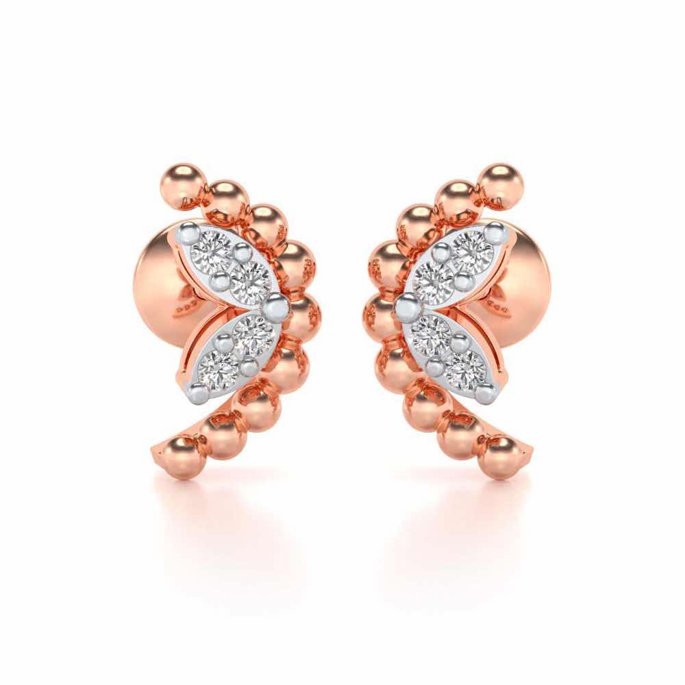 C-Shaped Silver Earrings - Rose Gold - Image 1