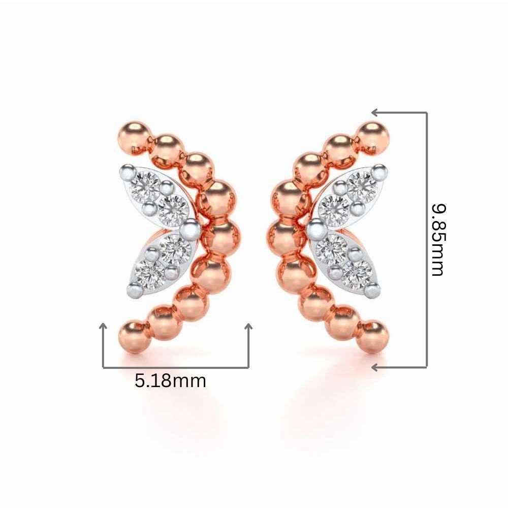C-Shaped Silver Earrings - Rose Gold - Image 2