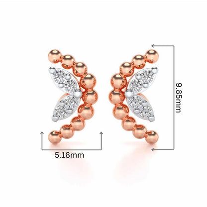 C-Shaped Silver Earrings - Rose Gold - Image 2