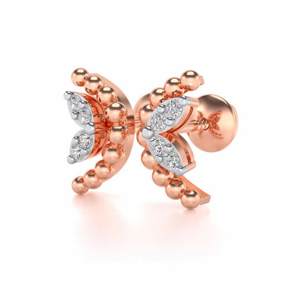 C-Shaped Silver Earrings - Rose Gold - Image 3