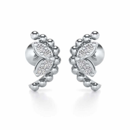 C-Shaped Silver Earrings - White Gold - Image 1