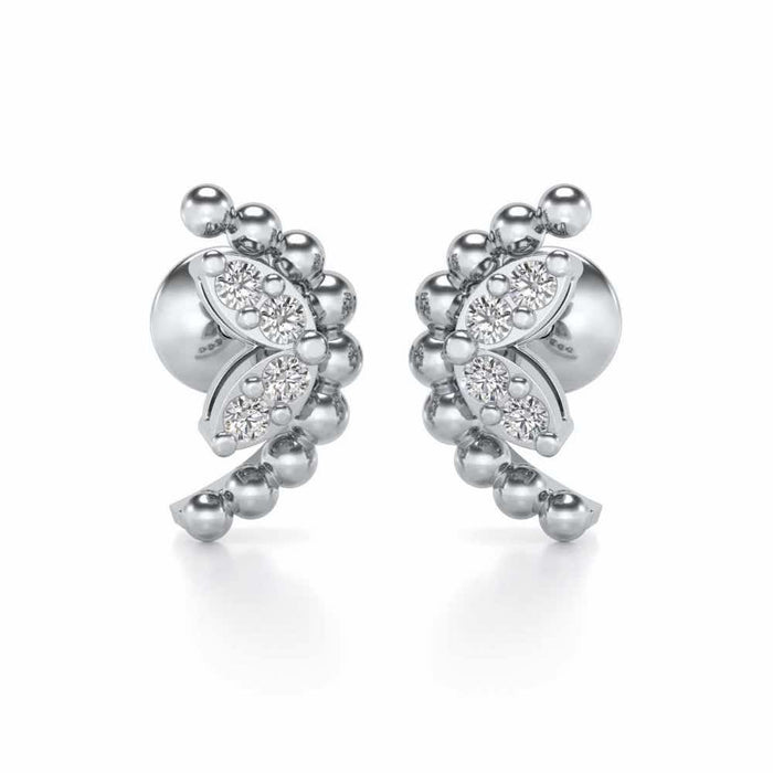 C-Shaped Silver Earrings - White Gold - Image 1