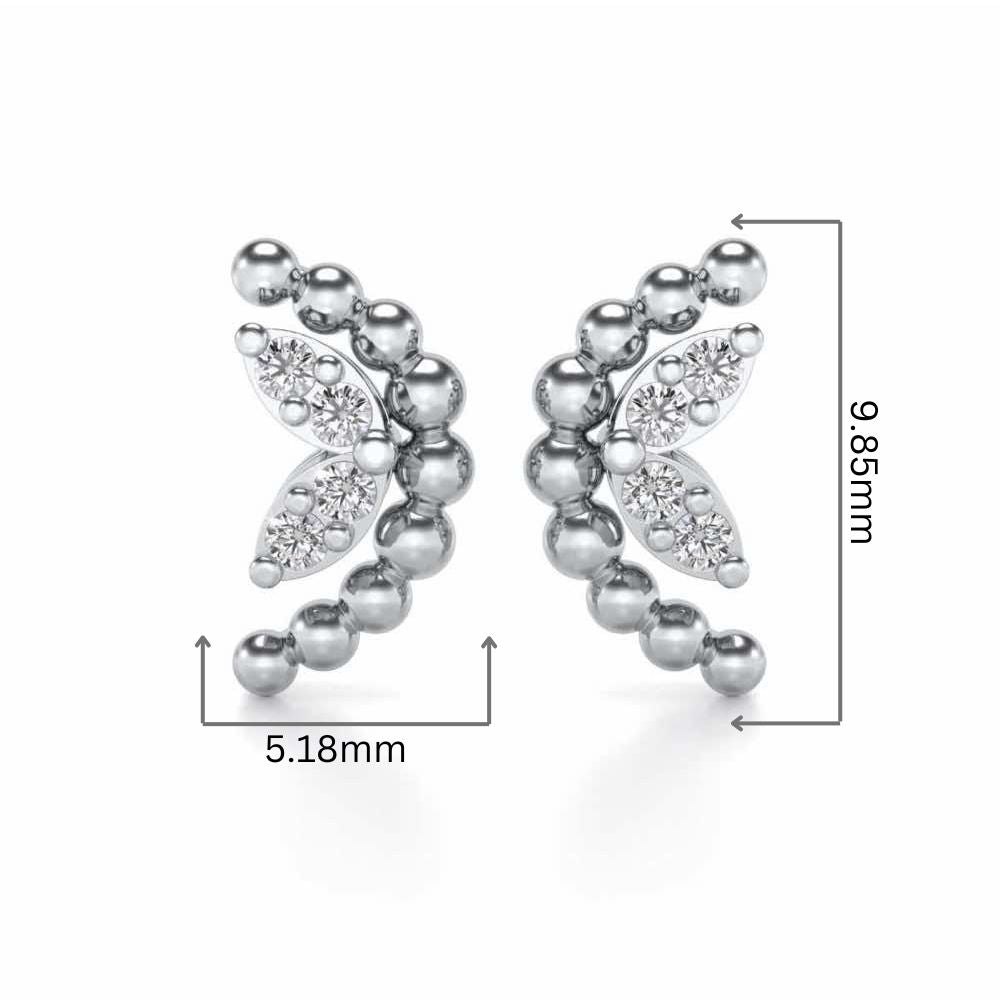 C-Shaped Silver Earrings - White Gold - Image 2