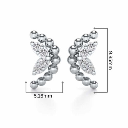 C-Shaped Silver Earrings - White Gold - Image 2