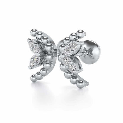 C-Shaped Silver Earrings - White Gold - Image 3