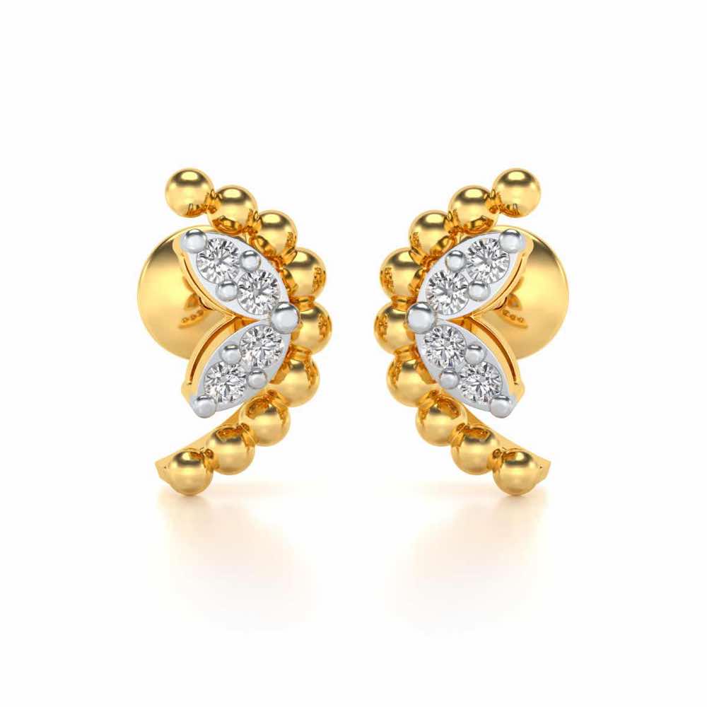 C-Shaped Silver Earrings - Yellow Gold - Image 1