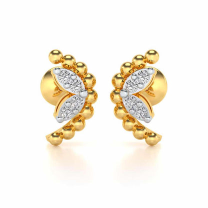 C-Shaped Silver Earrings - Yellow Gold - Image 1