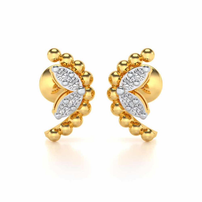 C-Shaped Silver Earrings - Yellow Gold - Image 1