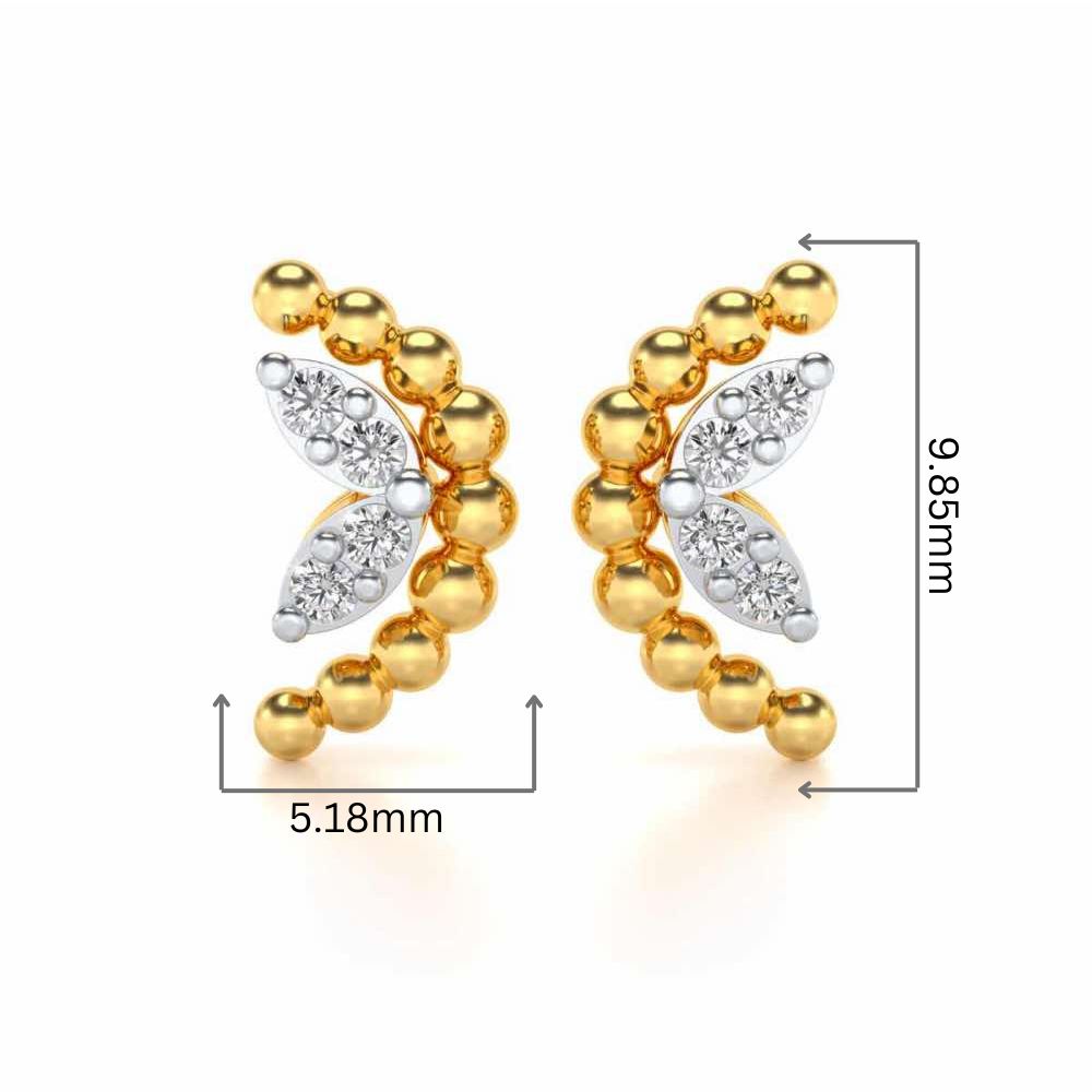 C-Shaped Silver Earrings - Yellow Gold - Image 2