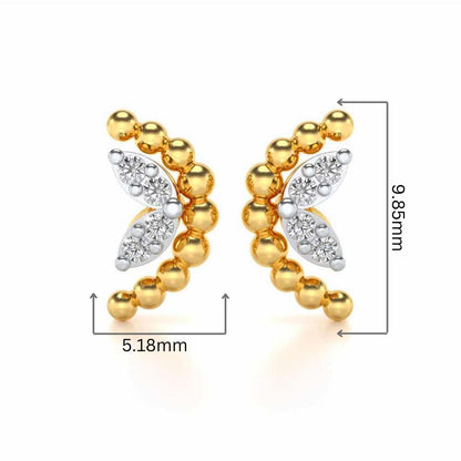 C-Shaped Silver Earrings - Yellow Gold - Image 2