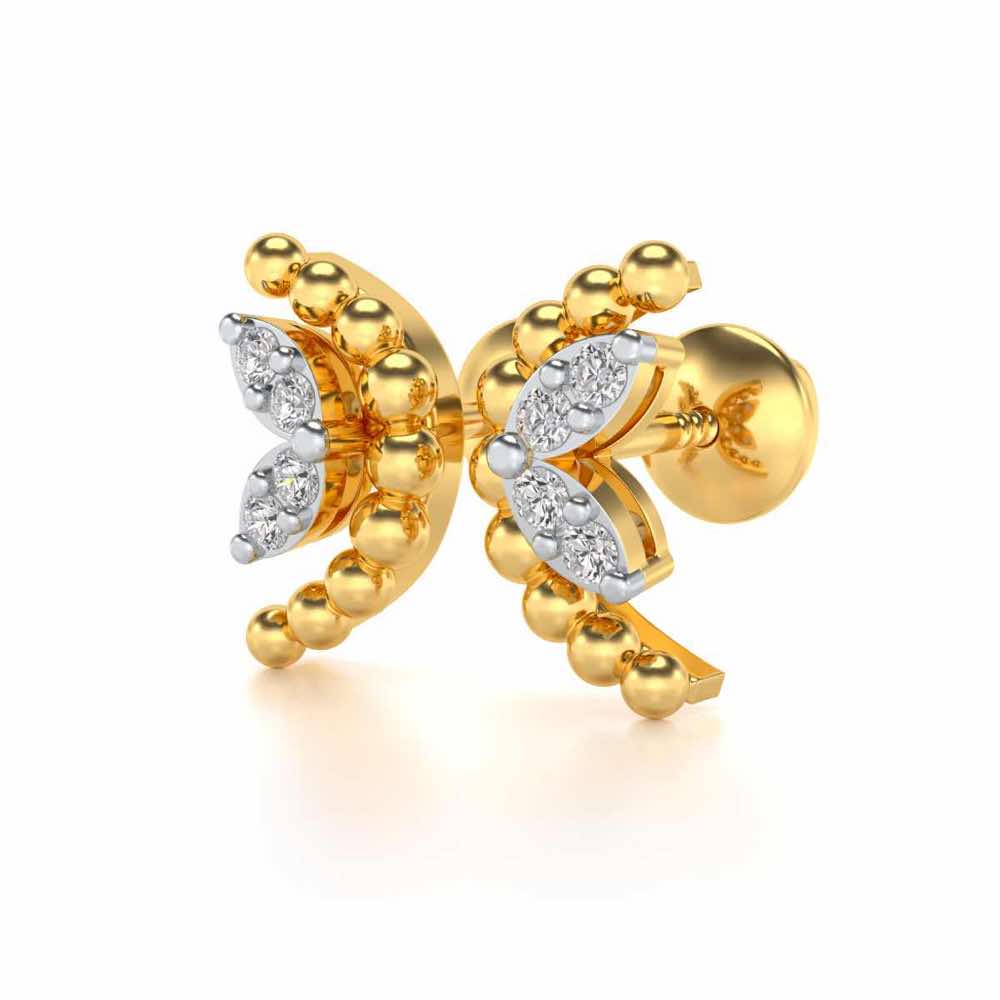 C-Shaped Silver Earrings - Yellow Gold - Image 3