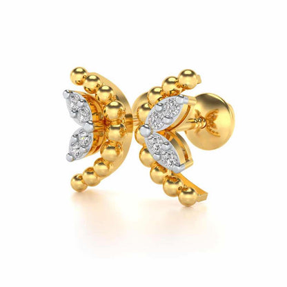 C-Shaped Silver Earrings - Yellow Gold - Image 3