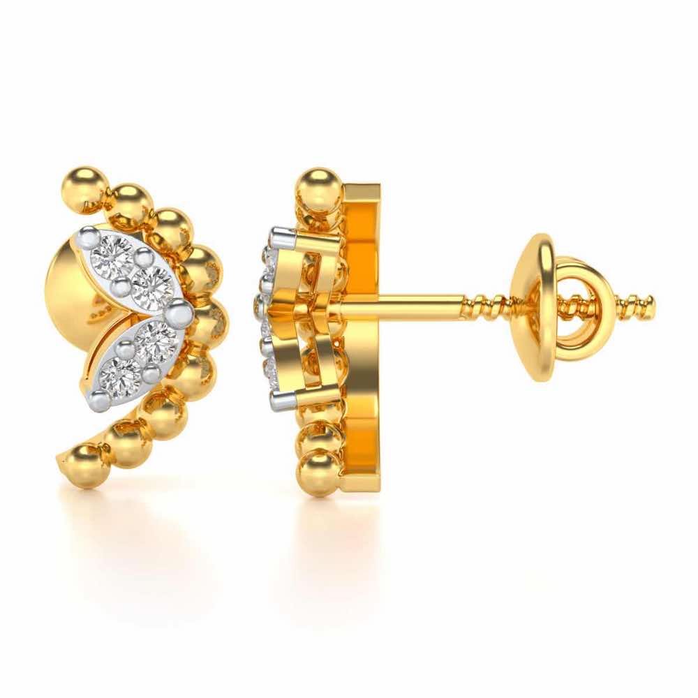 C-Shaped Silver Earrings - Yellow Gold - Image 4