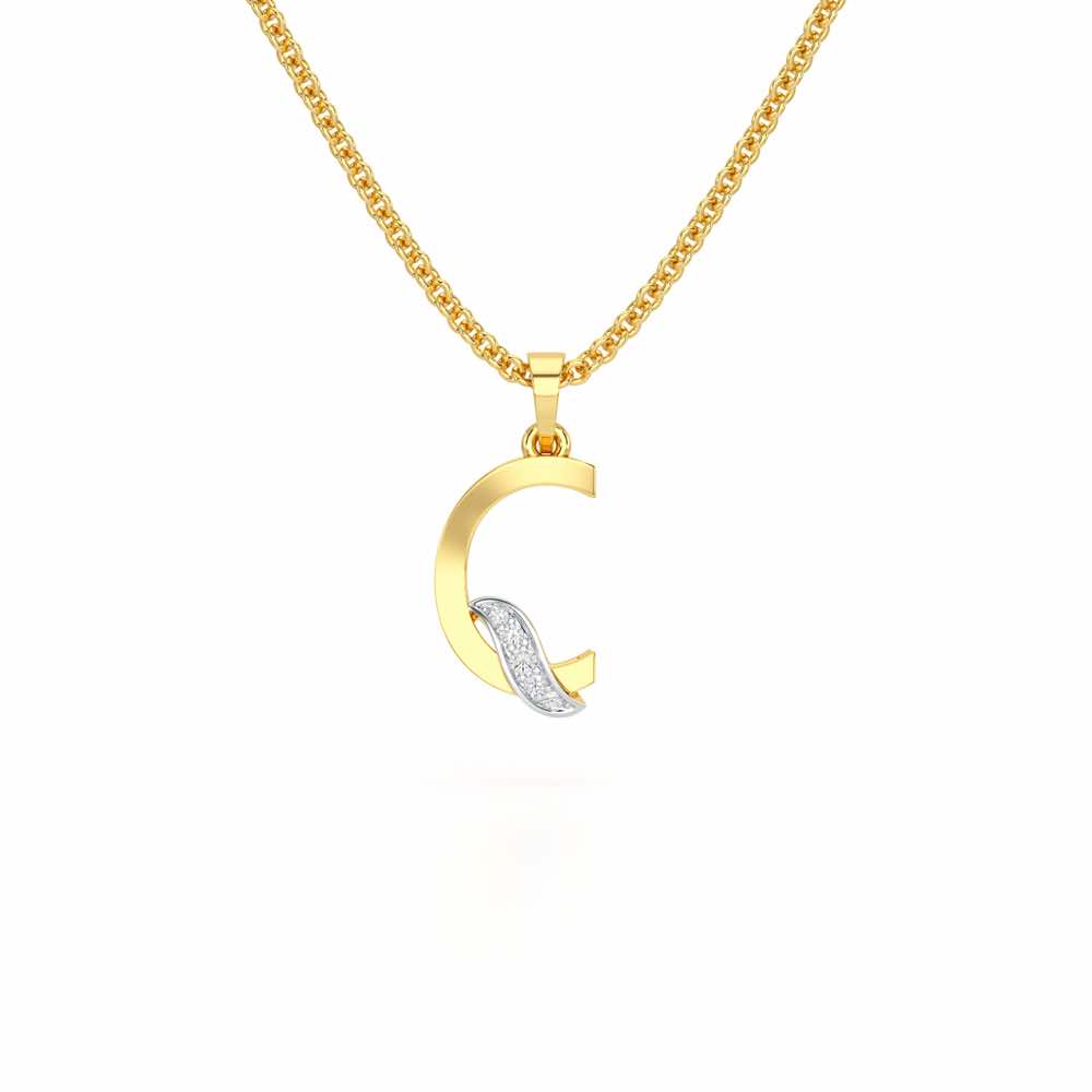 C-Spark Silver Pendant - Yellow Gold - Image 1
