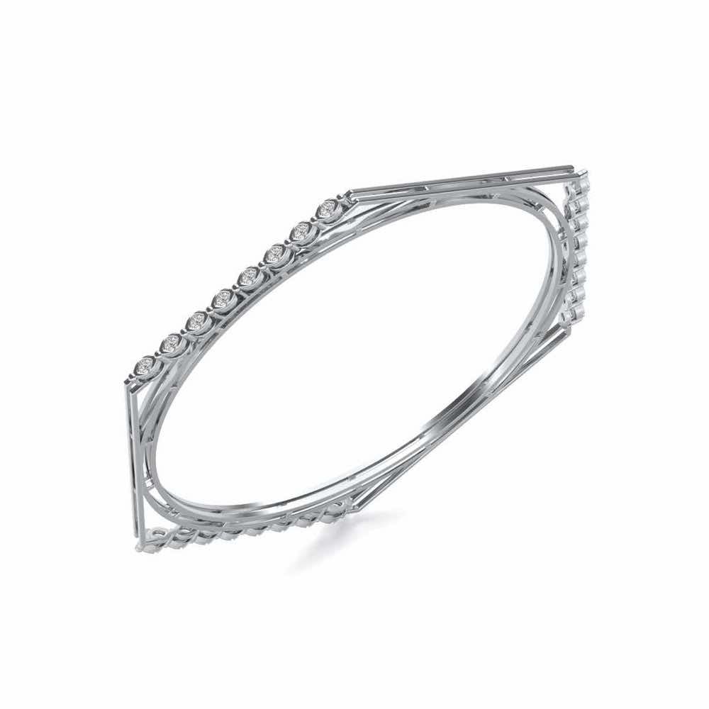 Caelum Silver Bangles - White Gold - Image 1