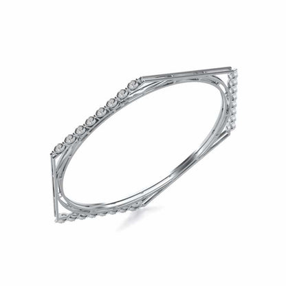 Caelum Silver Bangles - White Gold - Image 1