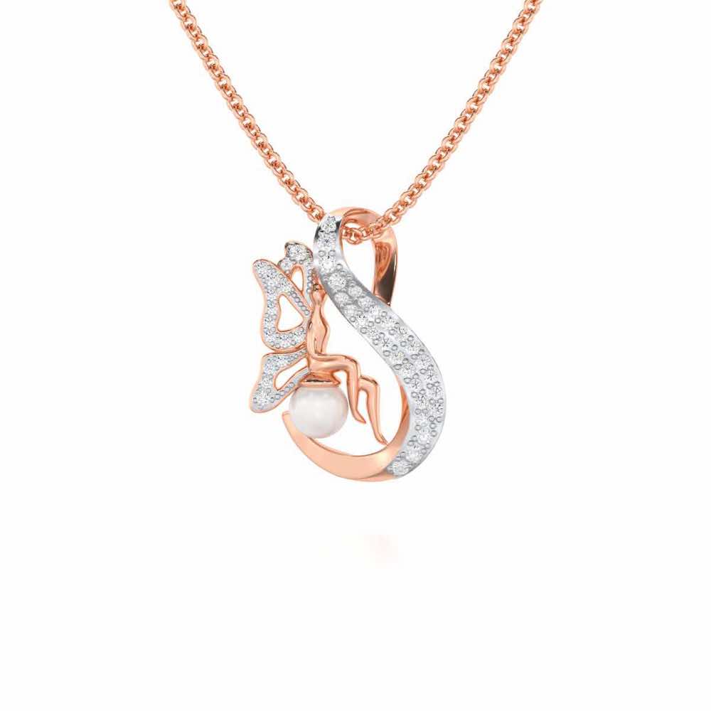 Calm Angel Silver Pendant - Rose Gold - Image 1