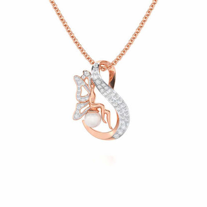 Calm Angel Silver Pendant - Rose Gold - Image 1