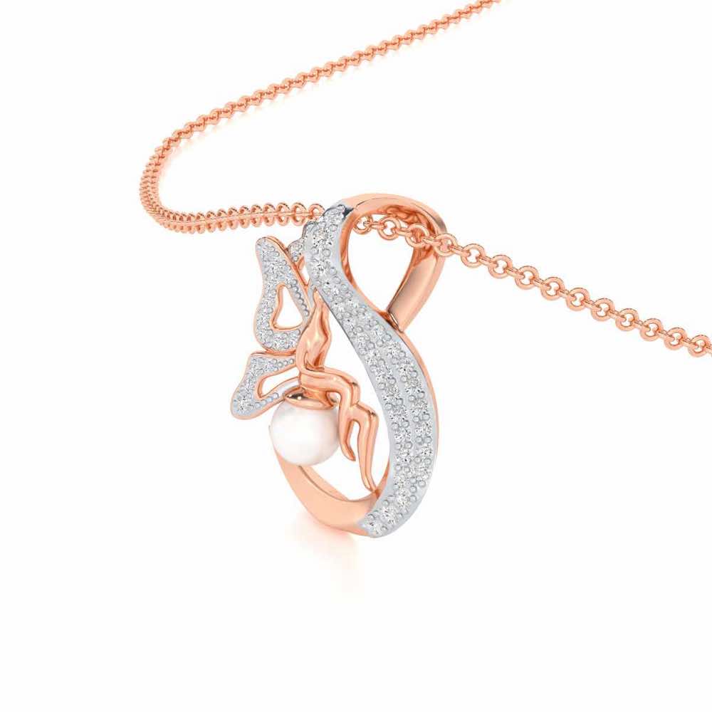 Calm Angel Silver Pendant - Rose Gold - Image 2