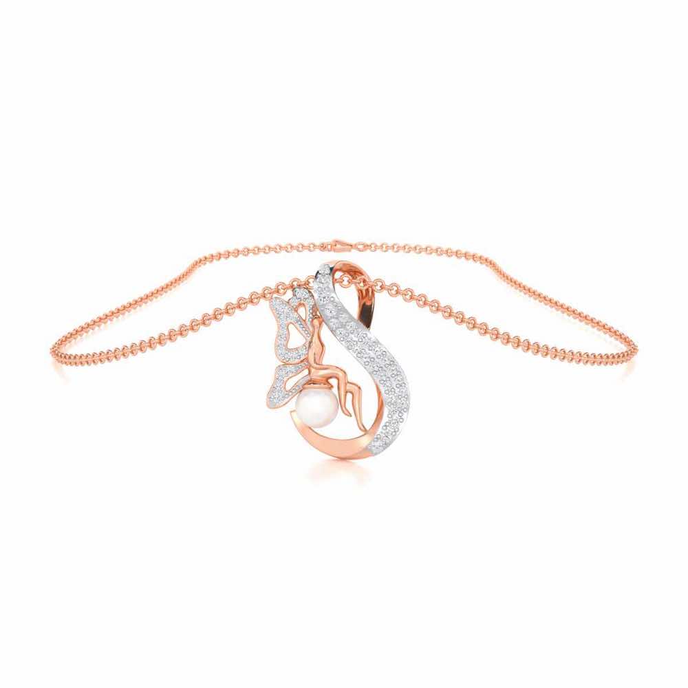 Calm Angel Silver Pendant - Rose Gold - Image 3