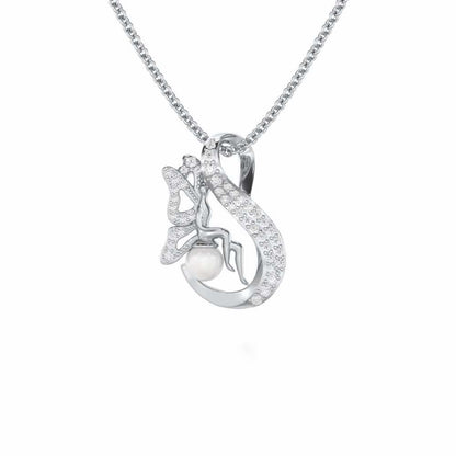 Calm Angel Silver Pendant - White Gold - Image 1