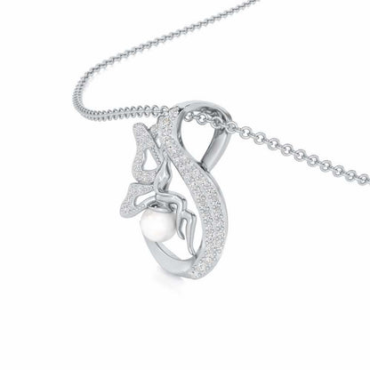Calm Angel Silver Pendant - White Gold - Image 2