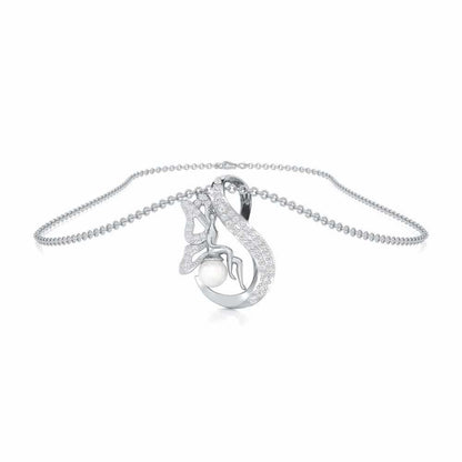 Calm Angel Silver Pendant - White Gold - Image 3