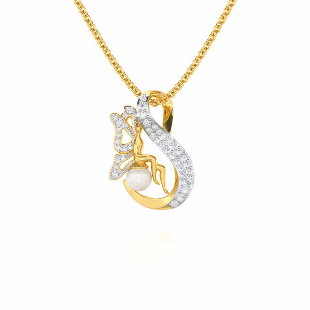 Calm Angel Silver Pendant - Yellow Gold - Image 1