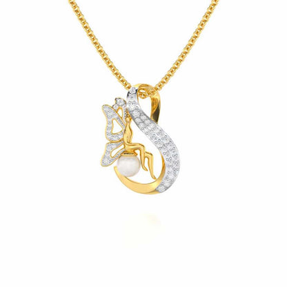 Calm Angel Silver Pendant - Yellow Gold - Image 1