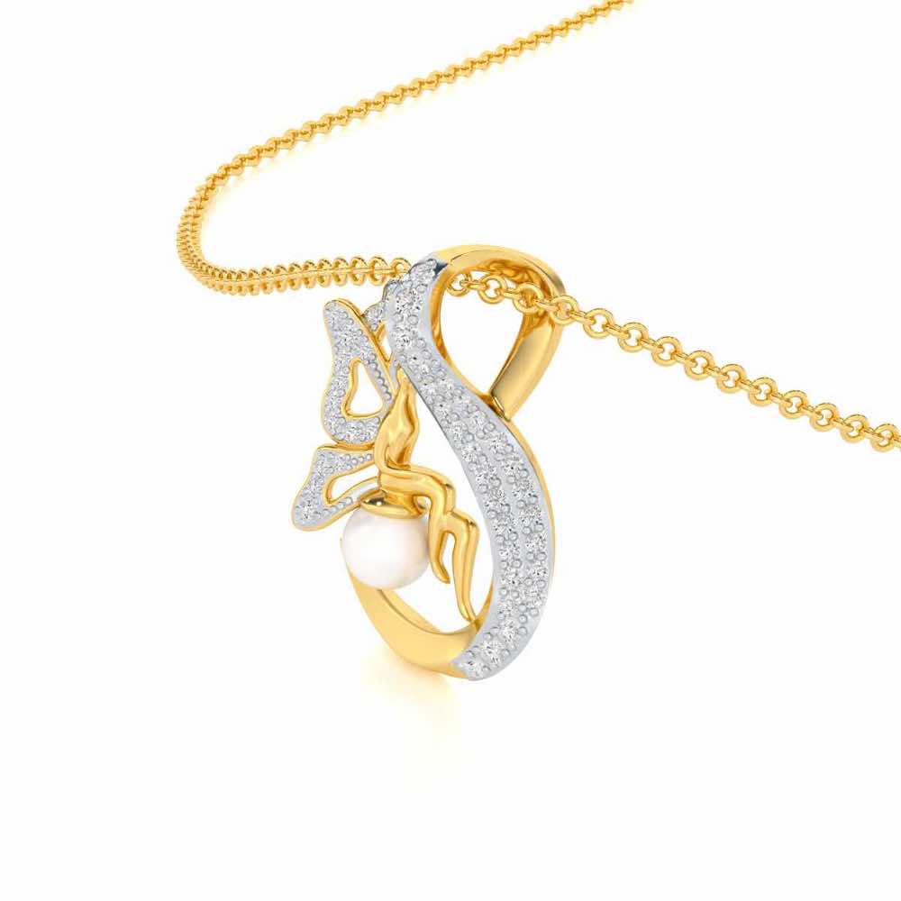 Calm Angel Silver Pendant - Yellow Gold - Image 2