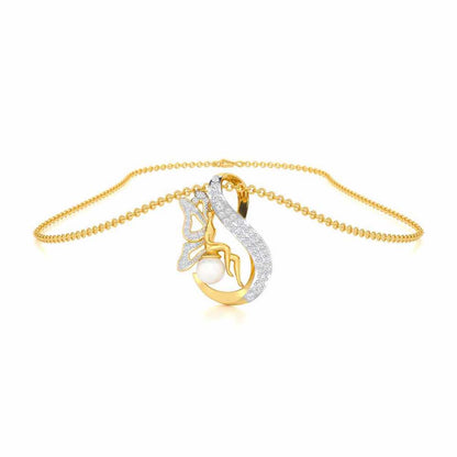 Calm Angel Silver Pendant - Yellow Gold - Image 3