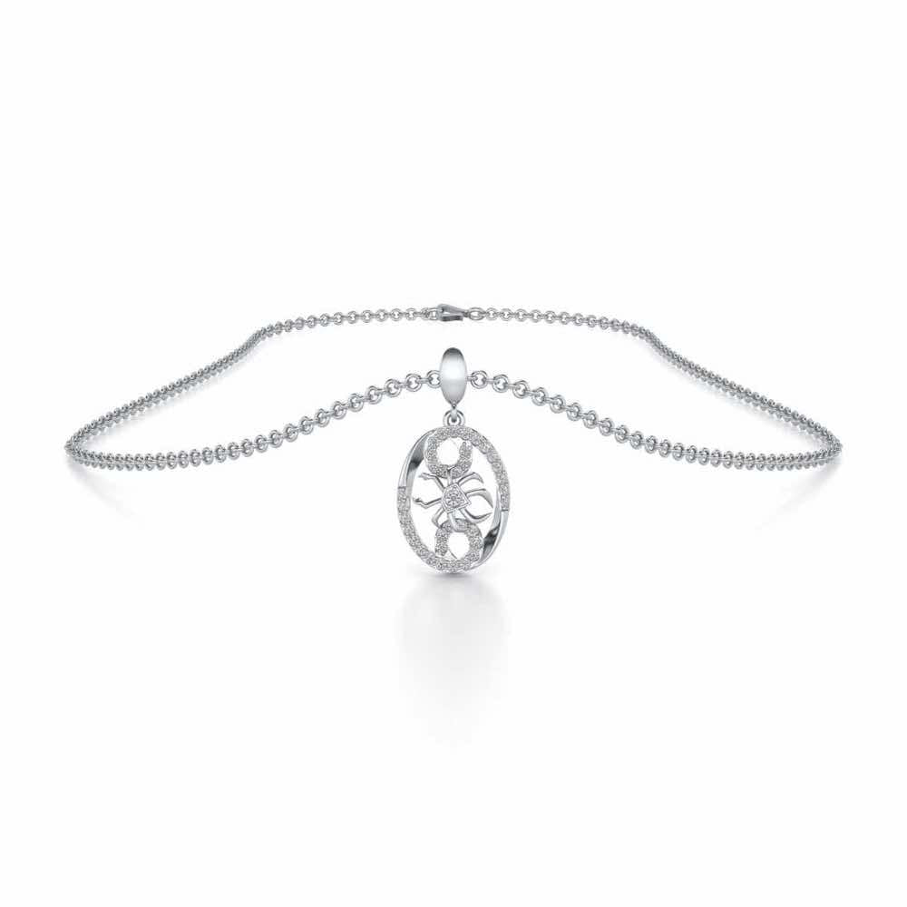 Cancer Silver Pendant - White Gold - Image 3
