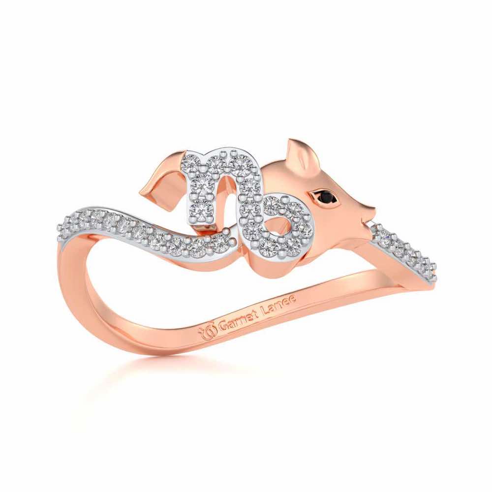 Capricorn Silver Ring - Rose Gold - Image 2