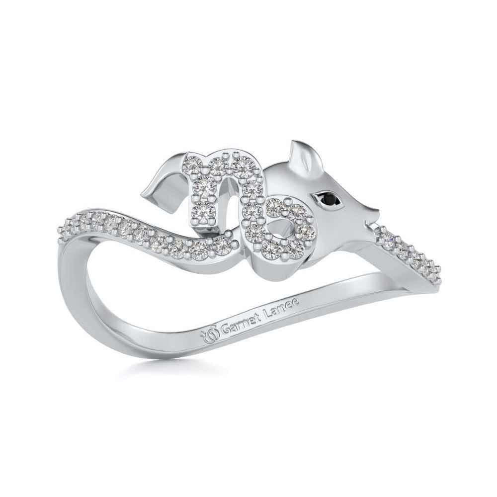 Capricorn Silver Ring - White Gold - Image 2