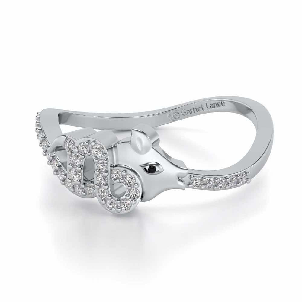 Capricorn Silver Ring - White Gold - Image 3