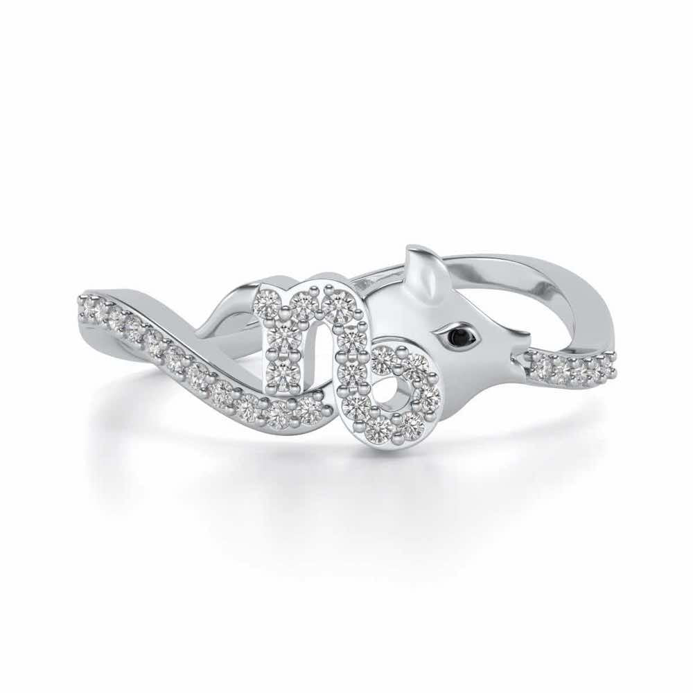 Capricorn Silver Ring - White Gold - Image 5