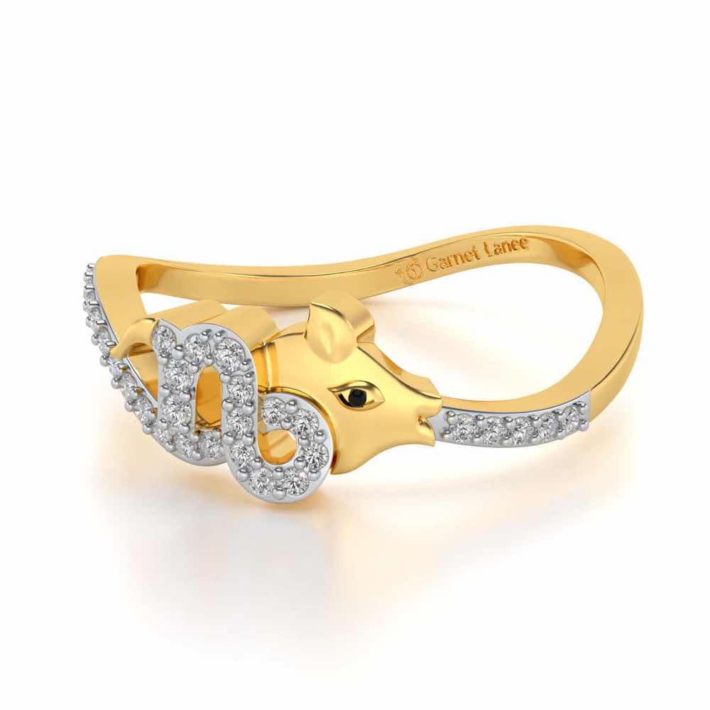 Capricorn Silver Ring - Yellow Gold - Image 3