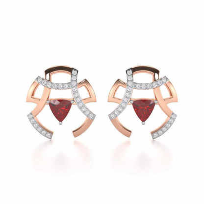 Captivating Cadence Garnet Silver Earrings - Rose Gold - Image 1