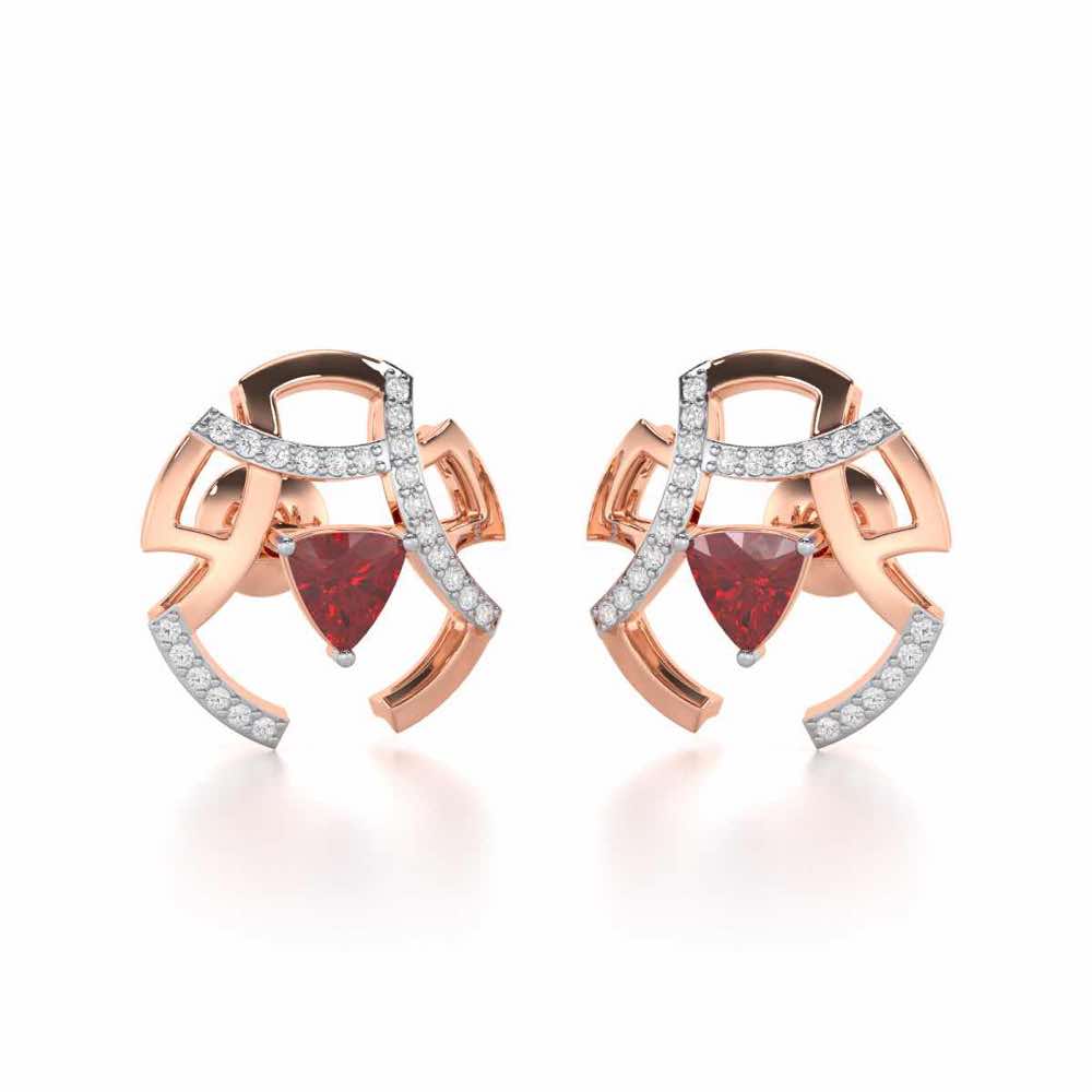 Captivating Cadence Garnet Silver Earrings - Rose Gold - Image 2