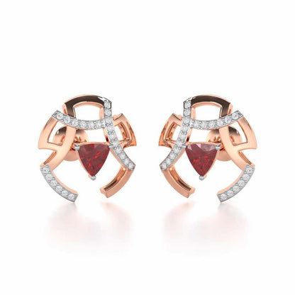 Captivating Cadence Garnet Silver Earrings - Rose Gold - Image 2