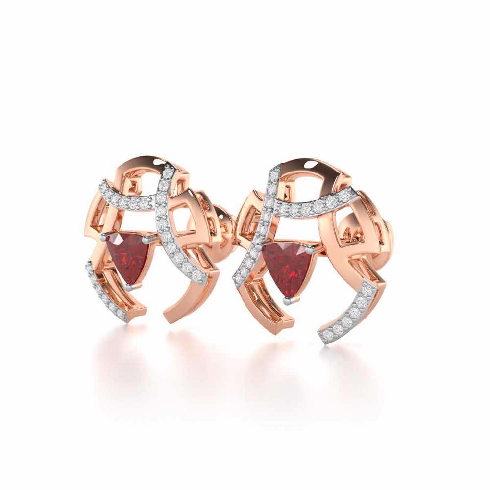 Captivating Cadence Garnet Silver Earrings - Rose Gold - Image 3
