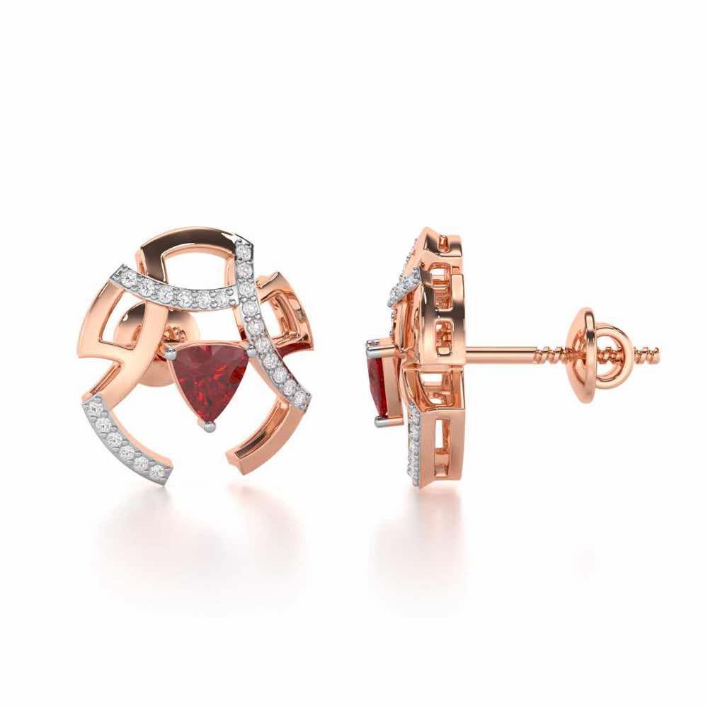 Captivating Cadence Garnet Silver Earrings - Rose Gold - Image 4