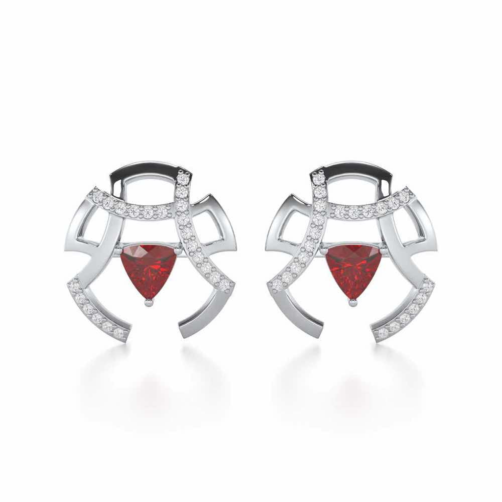 Captivating Cadence Garnet Silver Earrings - White Gold - Image 1