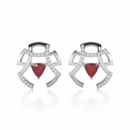 Captivating Cadence Garnet Silver Earrings - White Gold - Image 1