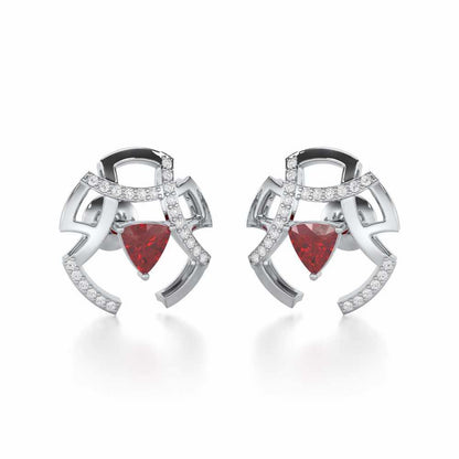 Captivating Cadence Garnet Silver Earrings - White Gold - Image 2
