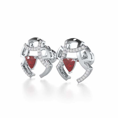 Captivating Cadence Garnet Silver Earrings - White Gold - Image 3