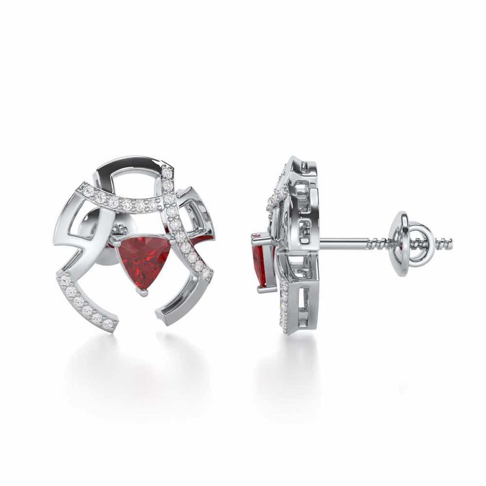 Captivating Cadence Garnet Silver Earrings - White Gold - Image 4