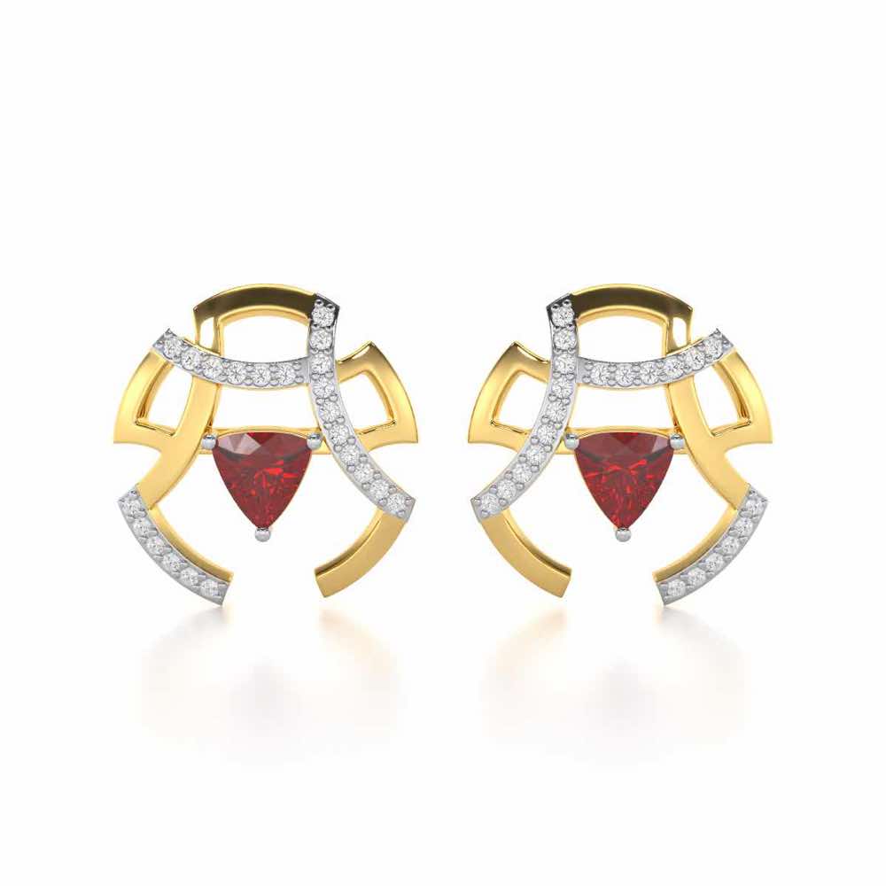 Captivating Cadence Garnet Silver Earrings - Yellow Gold - Image 1