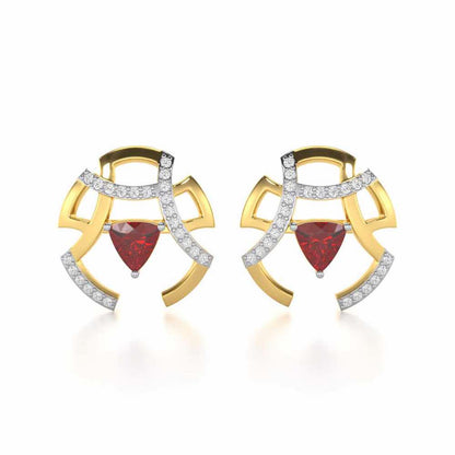 Captivating Cadence Garnet Silver Earrings - Yellow Gold - Image 1