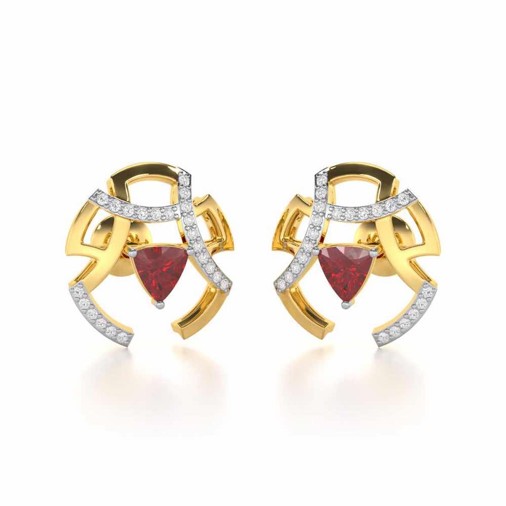 Captivating Cadence Garnet Silver Earrings - Yellow Gold - Image 2